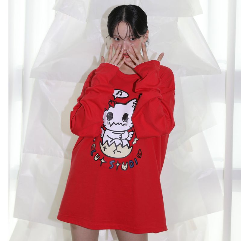 Confused Cat T-shirt - RED