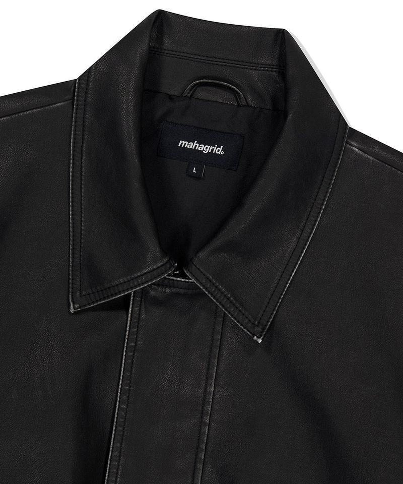 WASHED FAUX LEATHER BLOUSON