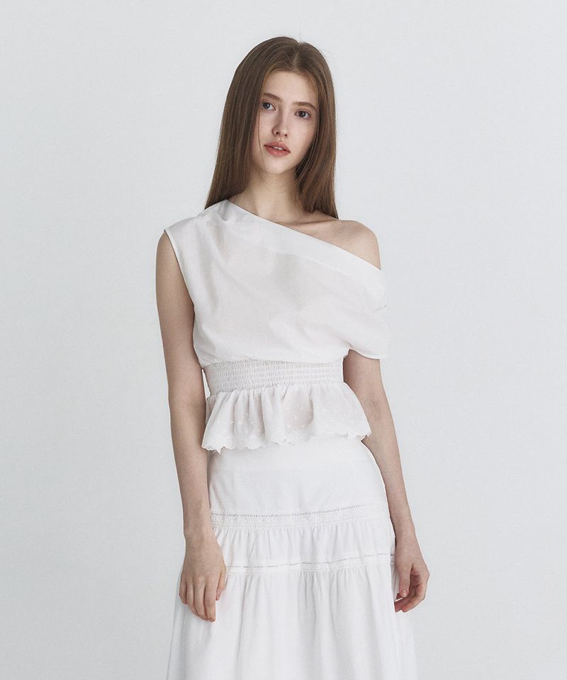 Not your rose（ノットユアローズ）の「Drape lace blouse (Ivory)（Tops）」