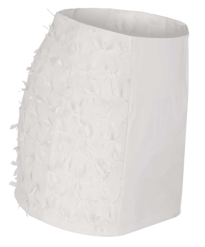  [Seow] Flap mesh ribbon sk, white