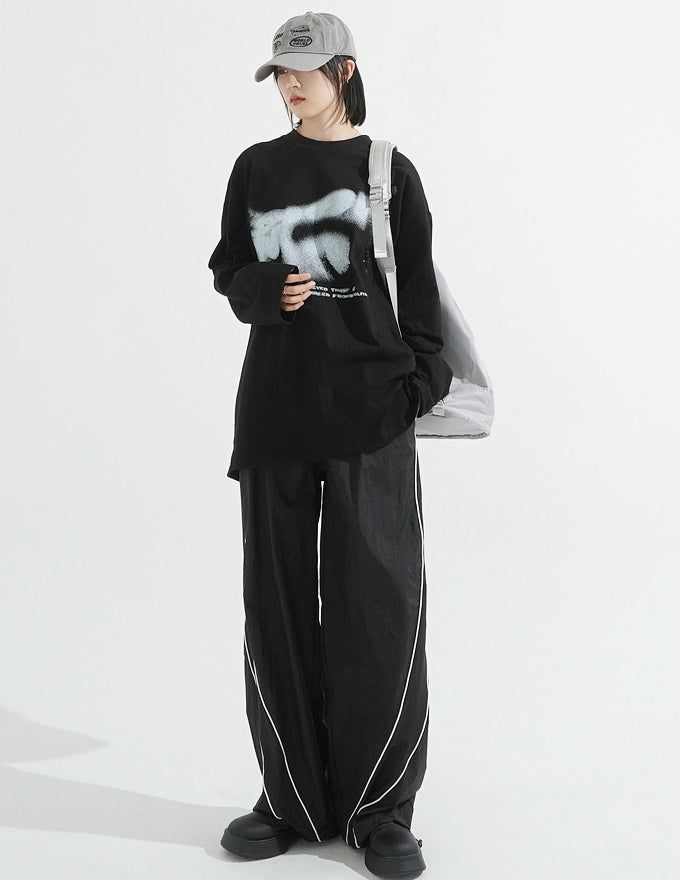 Curve line nylon pants