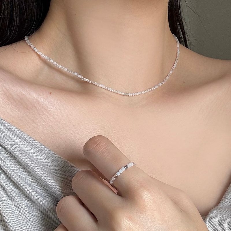 Blingmoon（ブリングムーン）の「[Surgical Steel] Rain Beads Necklace Ring Set / 2 Colors / Summer White Blue Simple Daily（Accessories）」