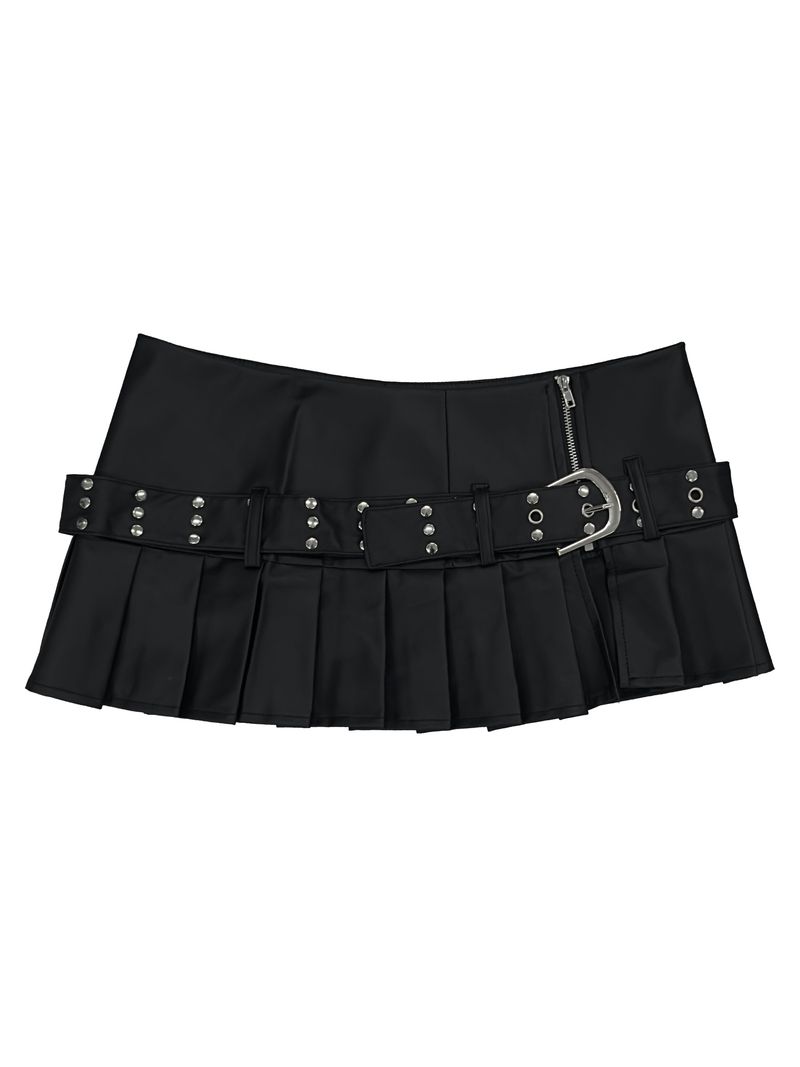 chic layered pleated leather skirt