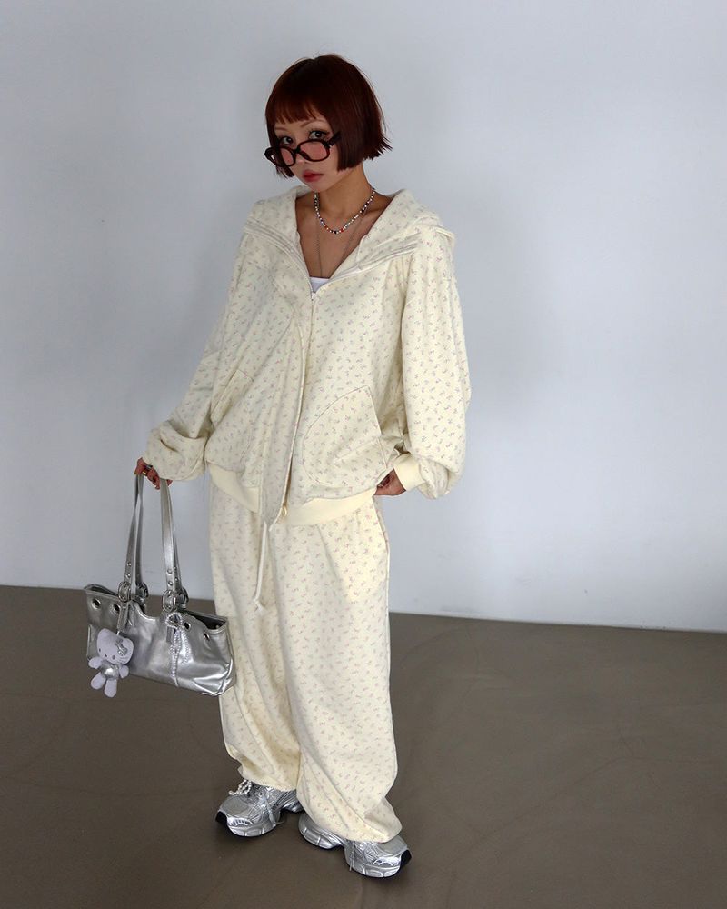 Flower Small Flower Jogger & Wide Pants