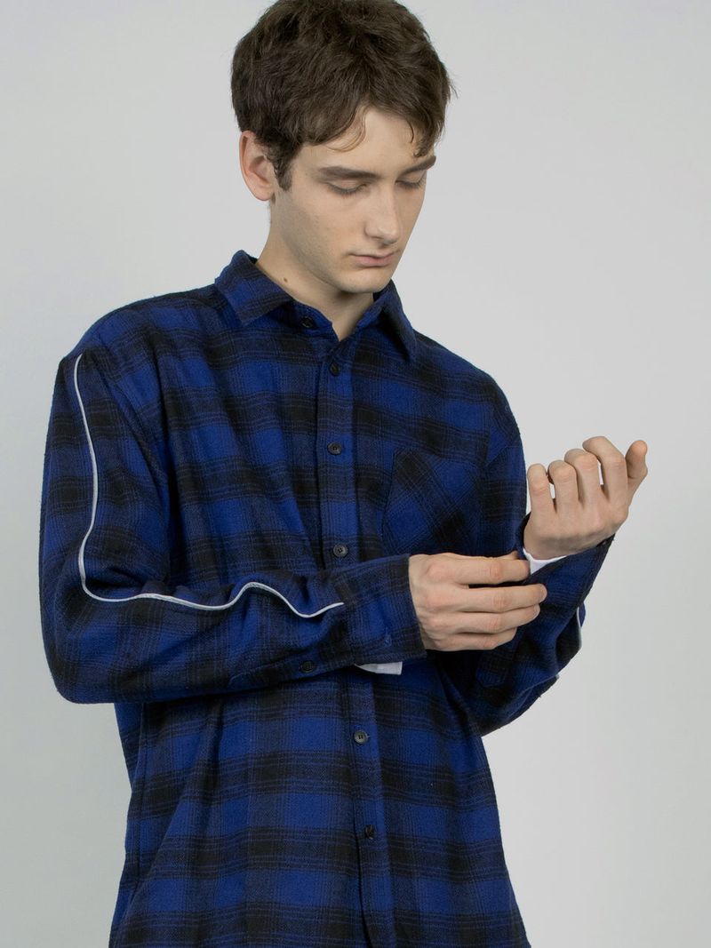 reflective wool checked shirt