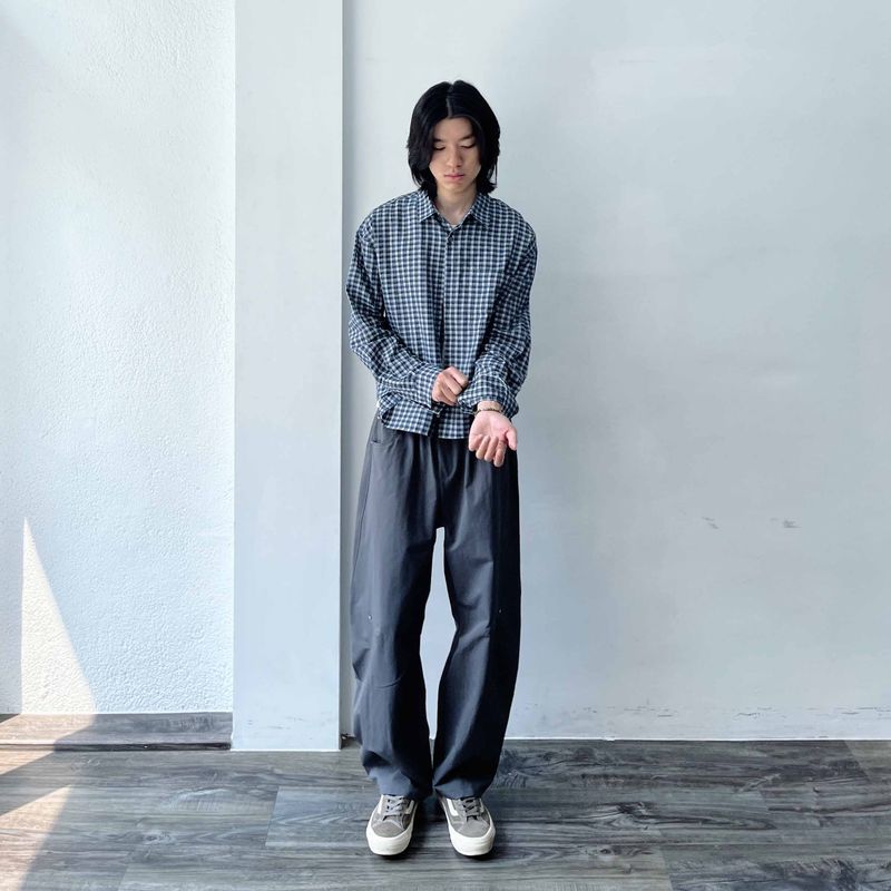 Retro Gradient Check Cropped Shirt