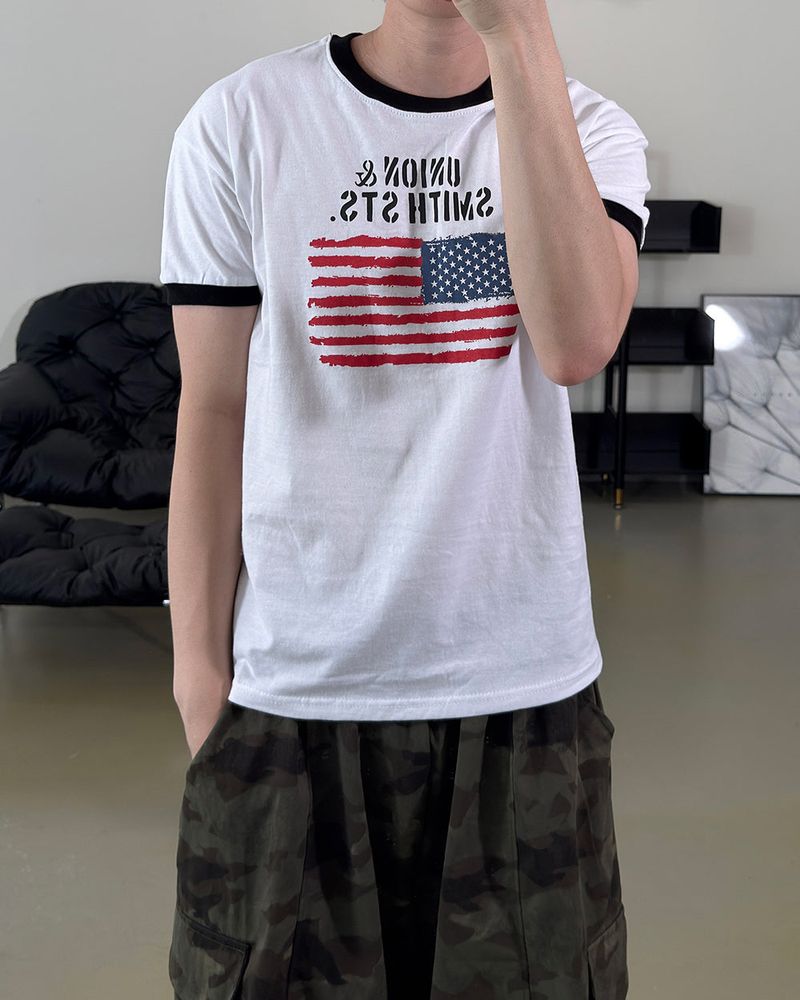 Loue American Flag Ringer Muscle Tee