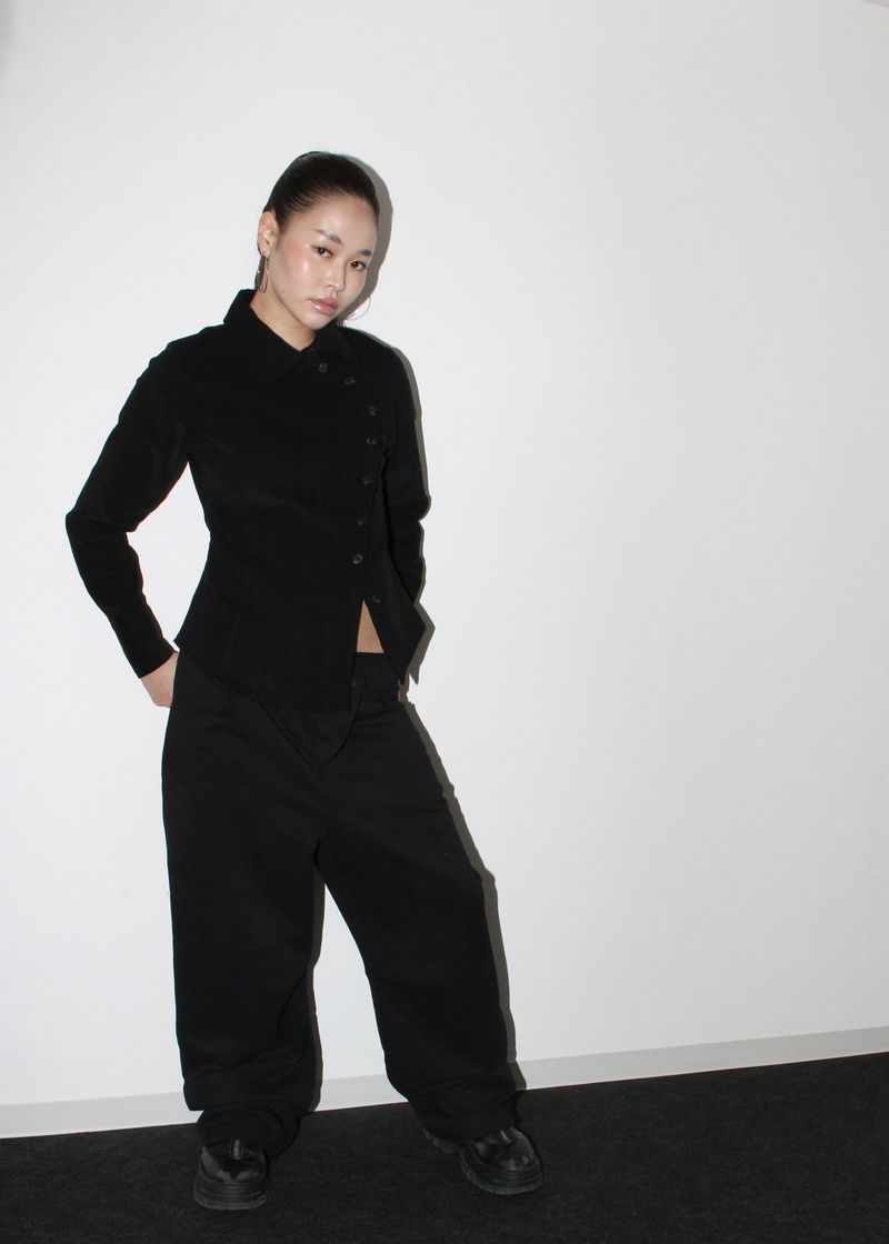 Side button shirts [Black]