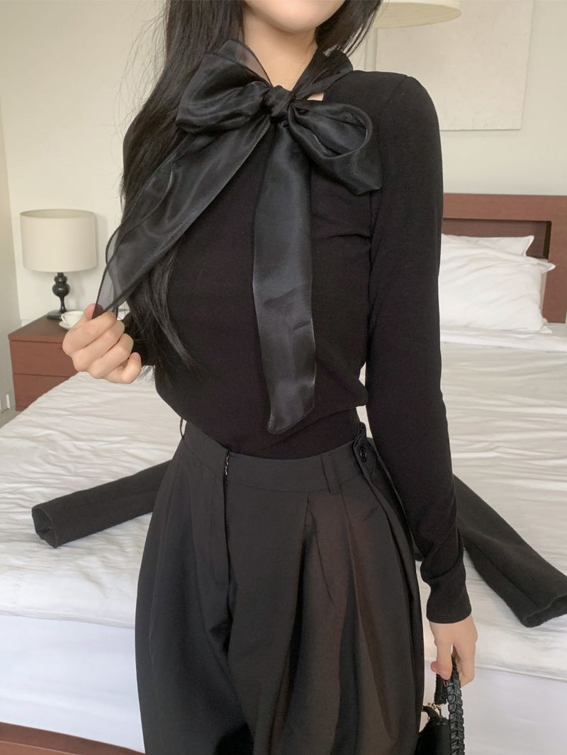 Tilly Tie Scarf Long Sleeve Top