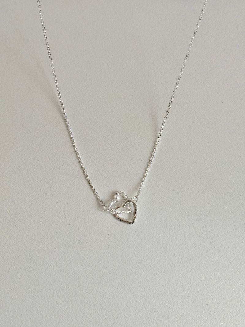 [silver 925] double heart necklace