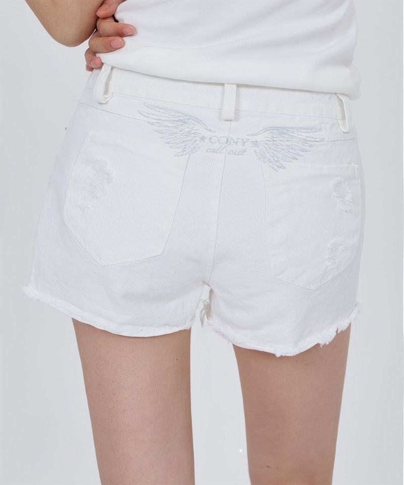 calloutnewyear(cony)(コールアウトニューイヤー(コニー))の「CONY WING EMBROIDERY CUT-OFF SHORTS / WHITE(Pants)」