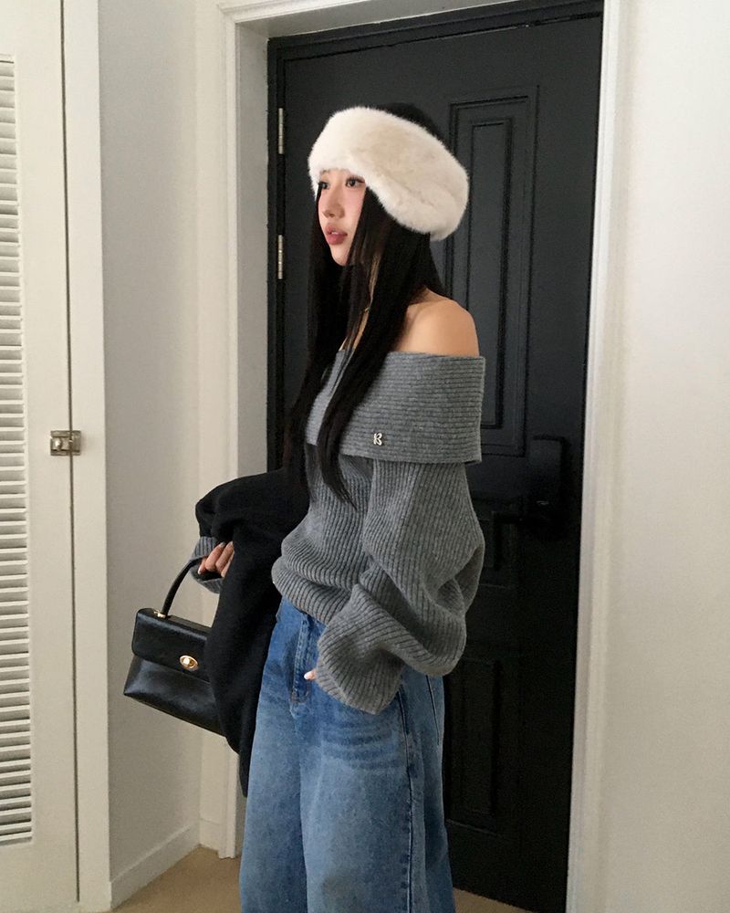 [ORIGINAL] DARE Off-Shoulder Rib Knit