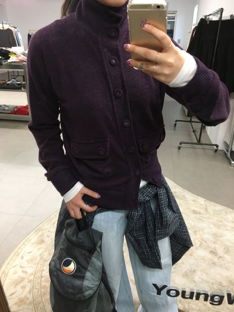 Mock neck high cardigan (3color)
