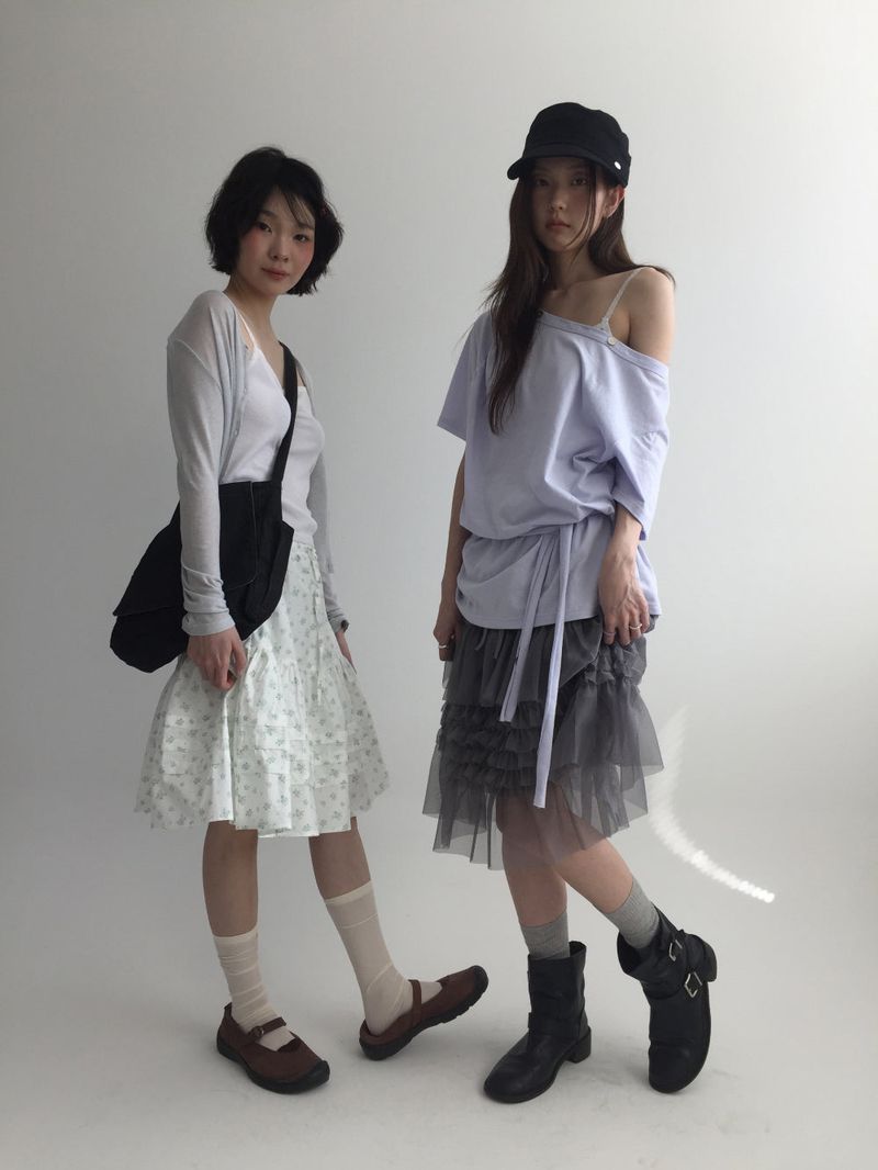 Verde chiffon skirt (3color)