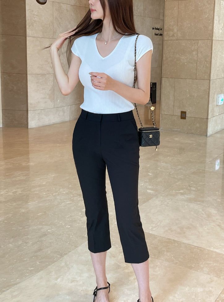 Rovill Summer Cool Slit Capri Crop Pants