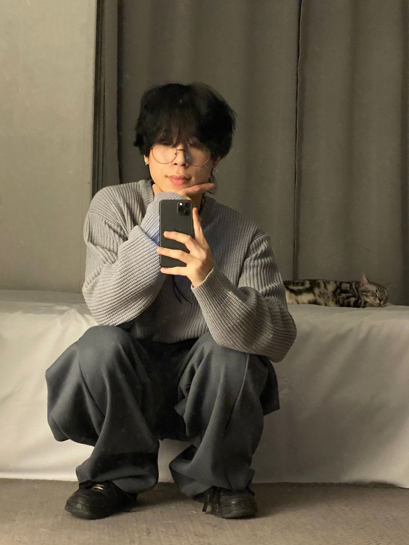 basic hachi round muji Knit 2C