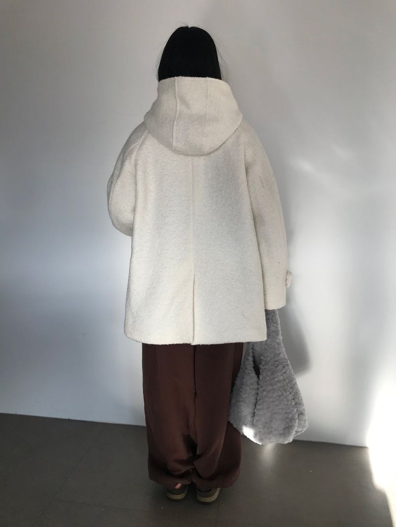 [MD Pick]Fine wool hooded half coat (2color)
