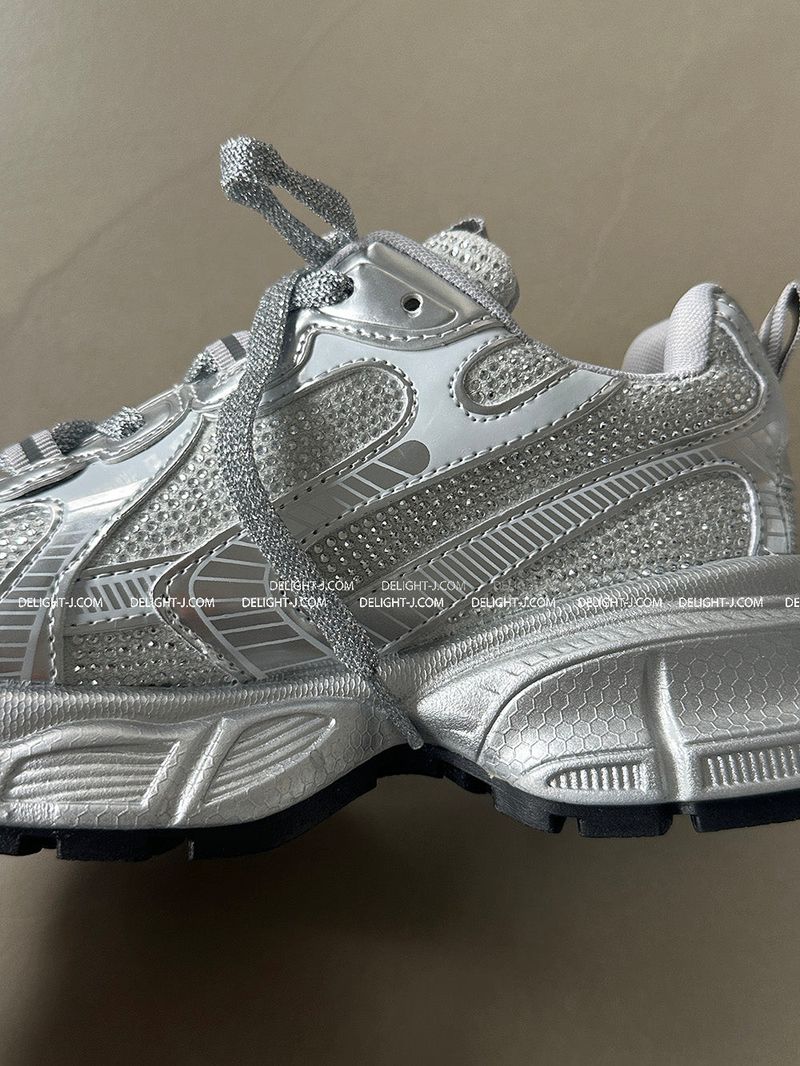 Cubic Silver Cowhide Hoop Sneakers
