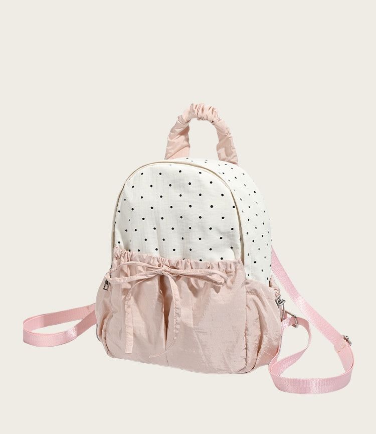 Ribbon Polka Dot Canvas Backpack – Cute College & Commuter Bag