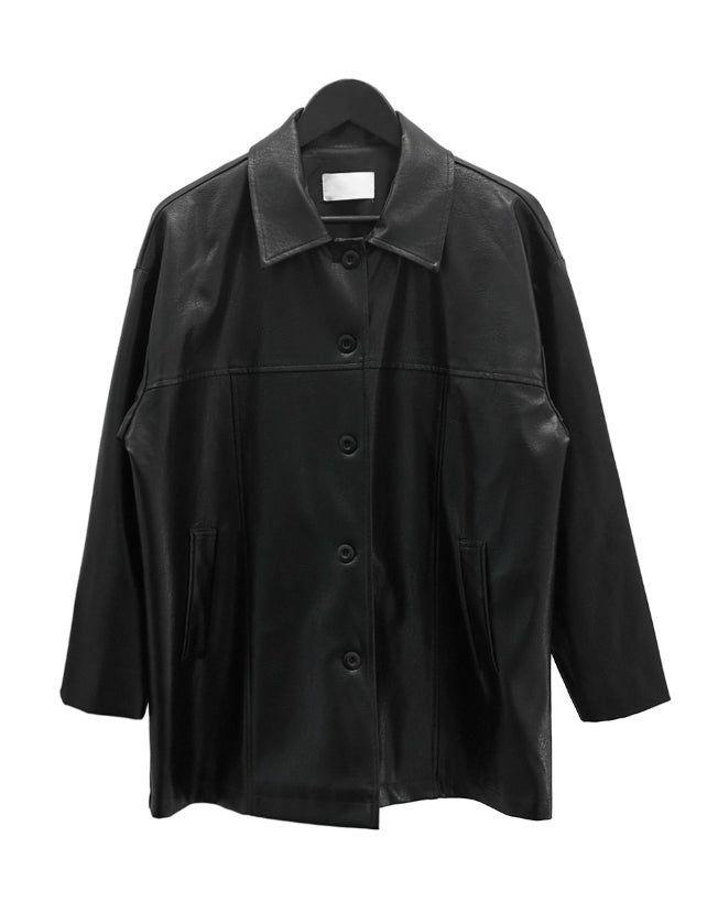 Met Button Cracked Leather Jacket