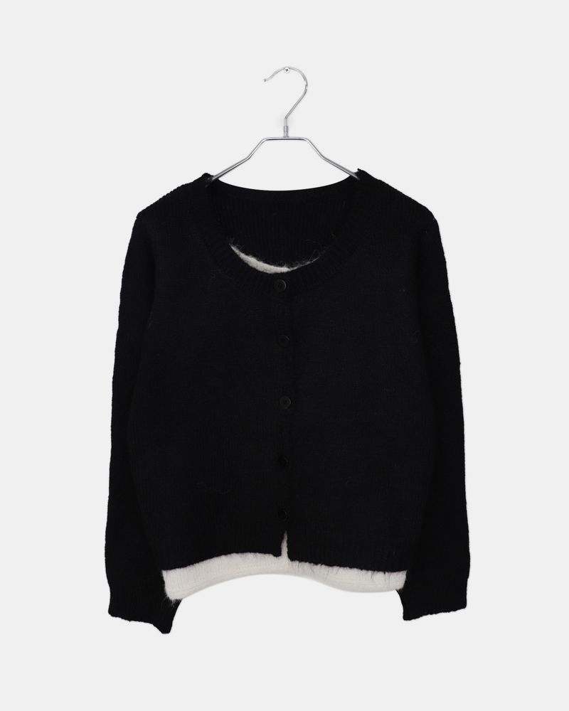 Meco Colorblock Layered Double-Layer Long Sleeve Knit Cardigan