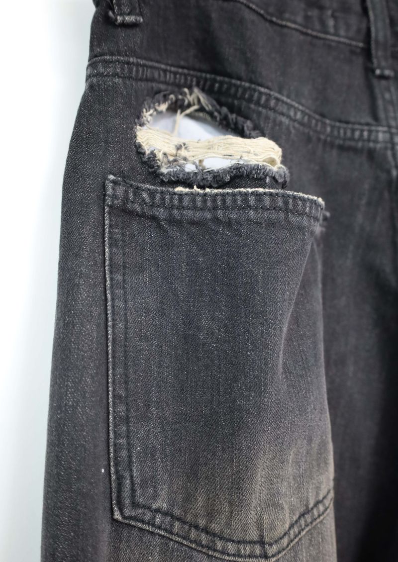 (UNISEX)Torn Twilight black Denim