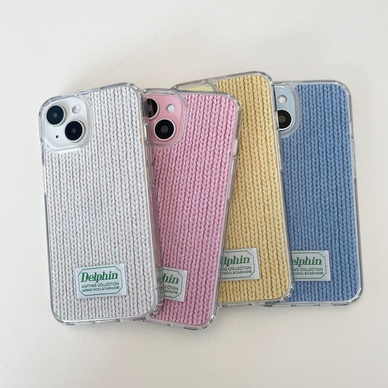 LABEL KNIT HARD JELL CASE_YELLOW