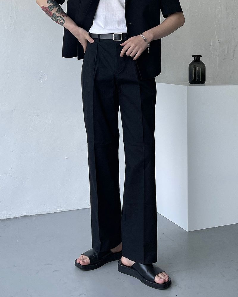 ECT linen two-tuck long pants slacks (2 colors)