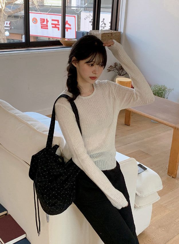 SHOPPERLAND（ショッパーランド）の「Rose See-through Wool Slim Rib Knit (6color)（Tops）」