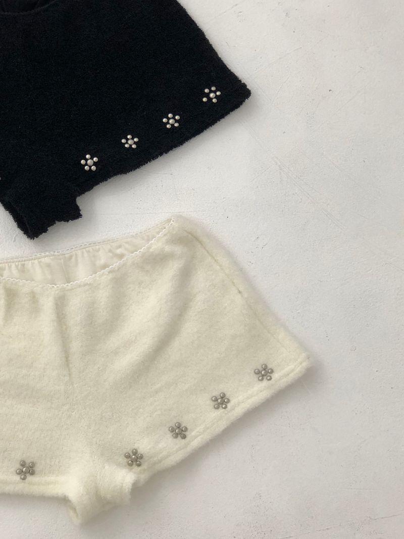 Fuzzy Snow Stud Mini Shorts