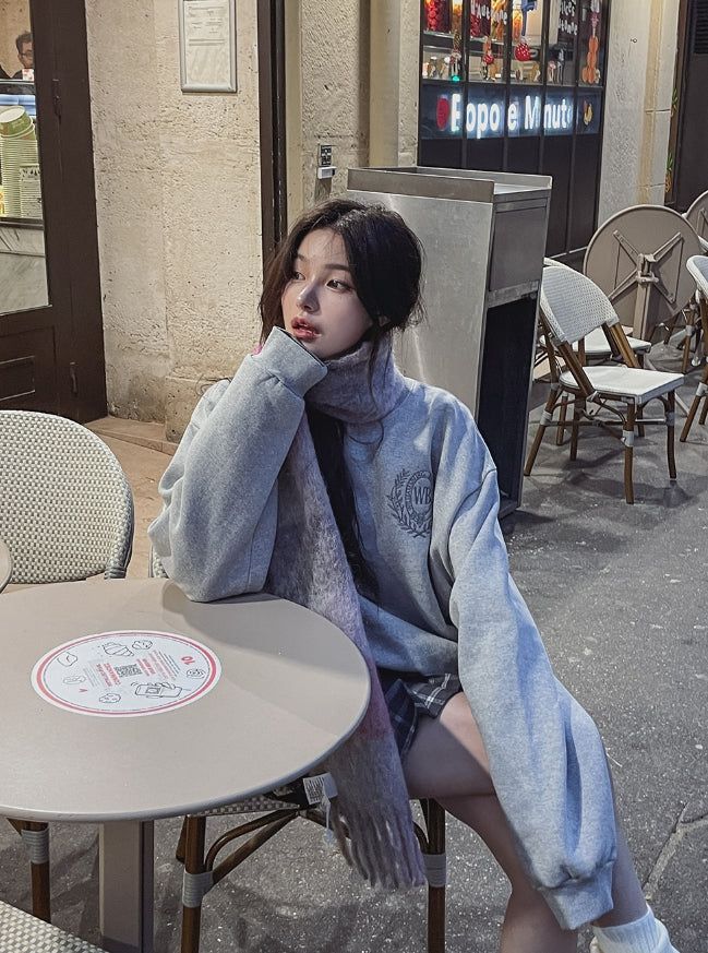 Daphne embroidery brushed sweatshirt
