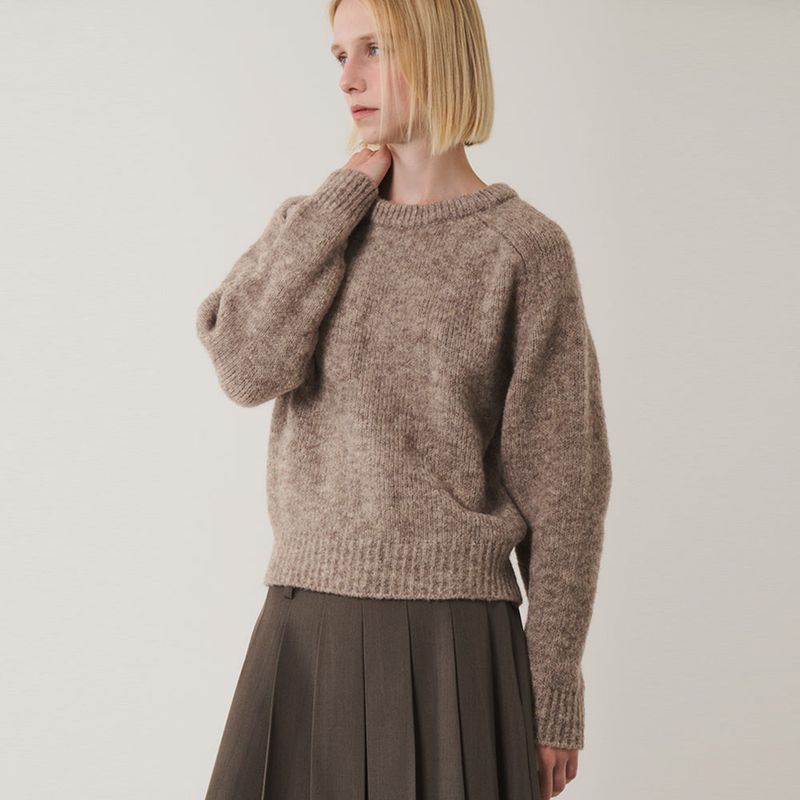 Saddle Sleeve Vintage Sweater_Beige