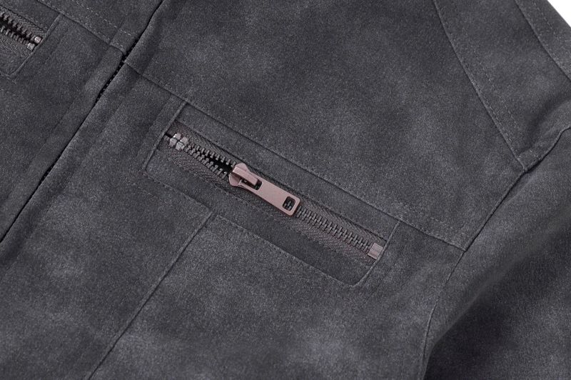 Suede Pocket Zip-Up Jacket