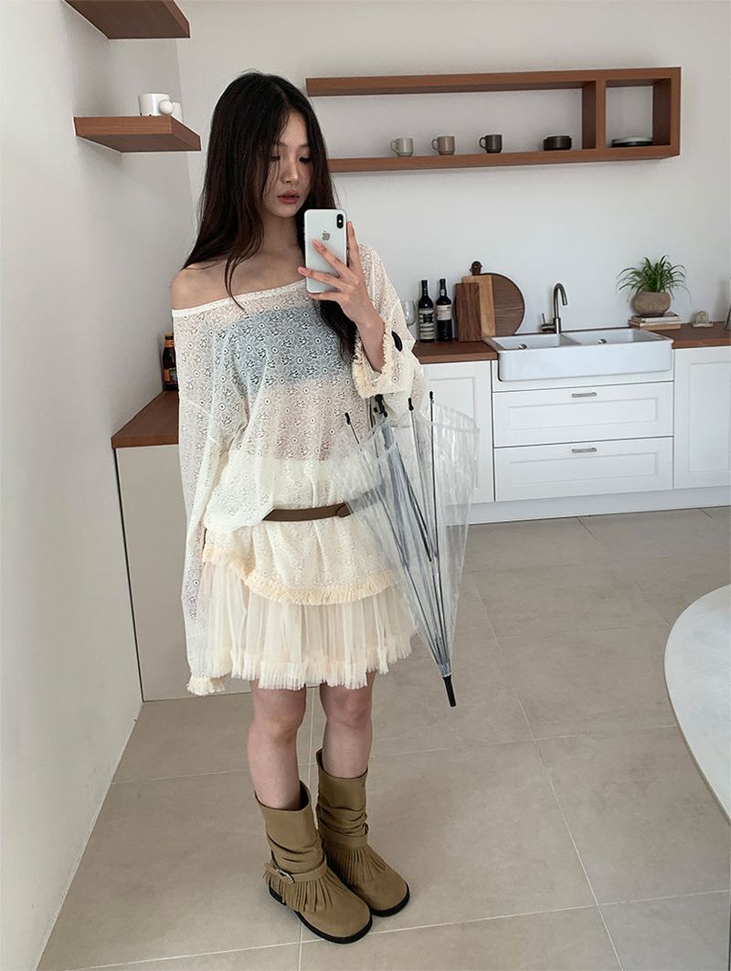 POM CHIFFON SKIRT (2C)
