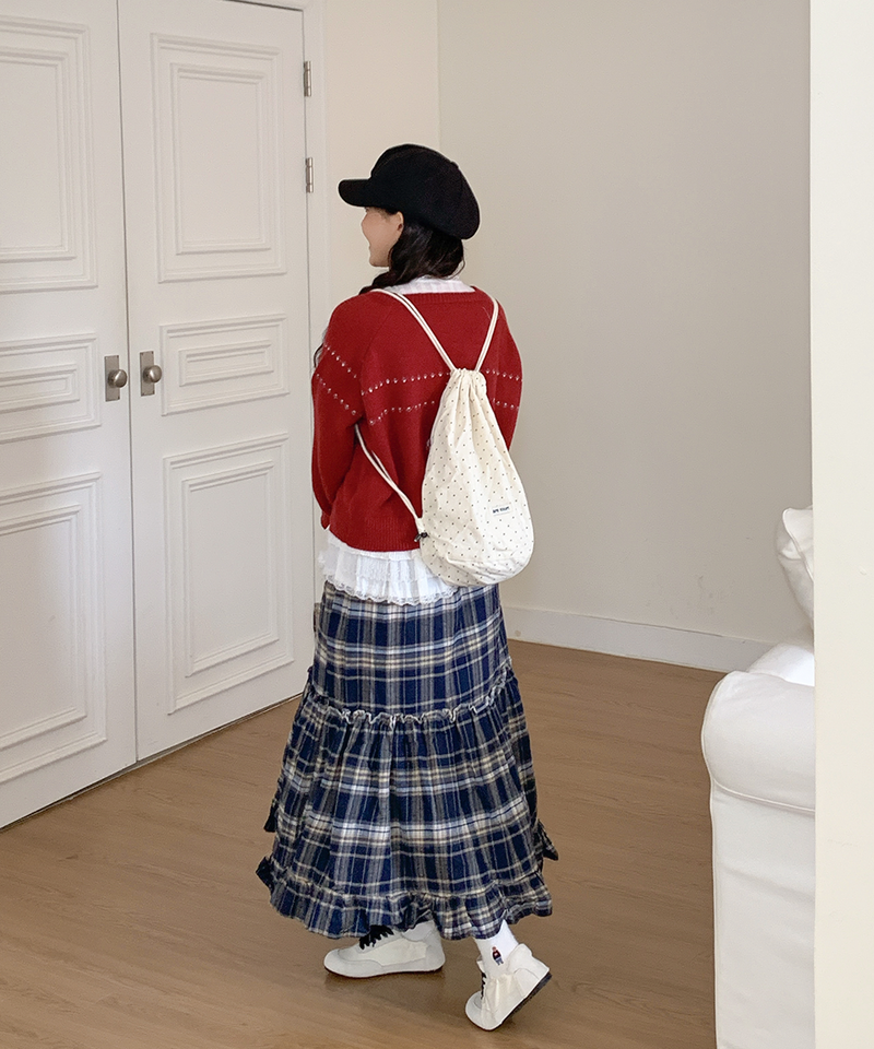 Sorbet Long Checkered Skirt