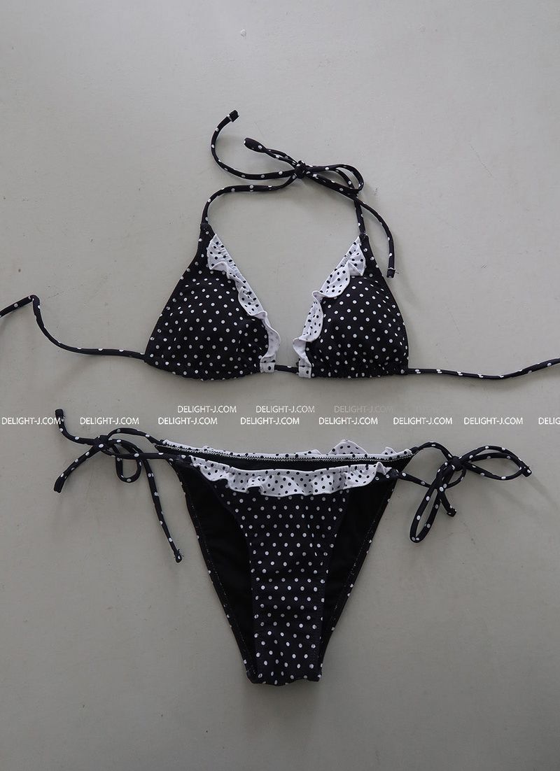 a dot-frilled bikini