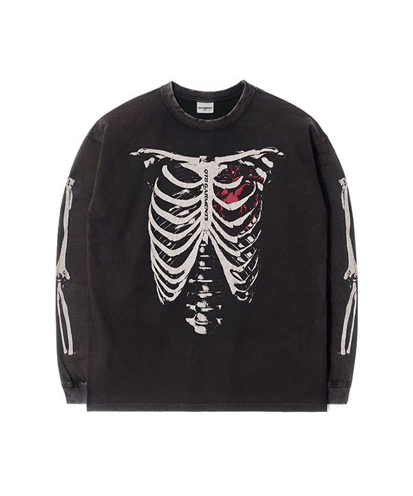 QT8 GARMENTS(キューティーエイトガーメント)の「RG Bones AQ Washed Long Sleeve (Black)(Tops)」