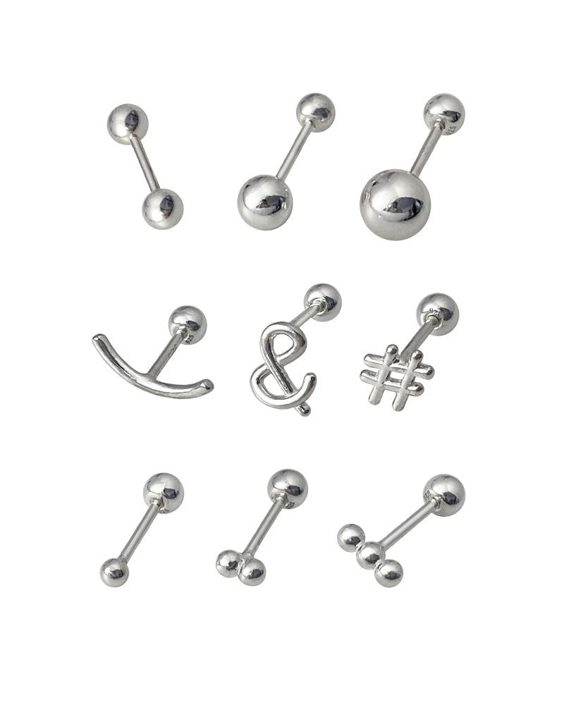 [Silver ver.] Emoji doodle piercing - 1 ball 8mm