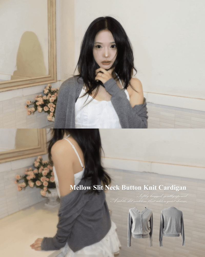 GUSTA（グスタ）の「Mellow Slit Neck Button Knit Cardigan（Tops）」