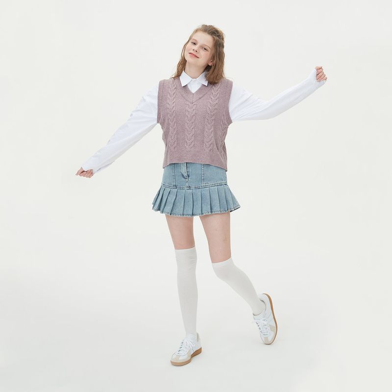 CABLE KNIT VEST_PURPLE