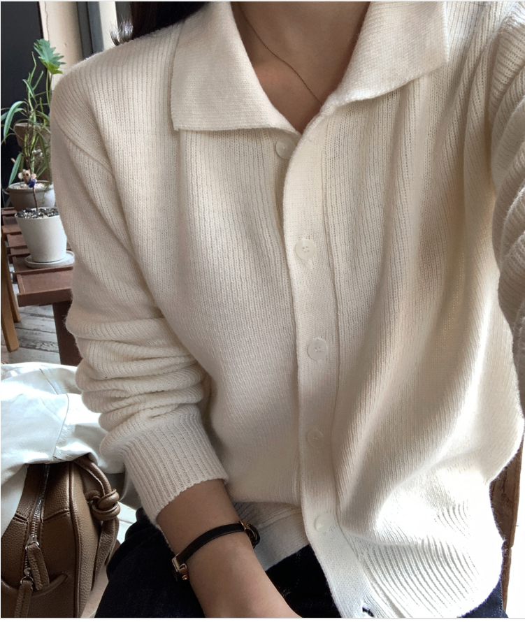 Jenny Collar Button Knit Cardigan / 4 colors