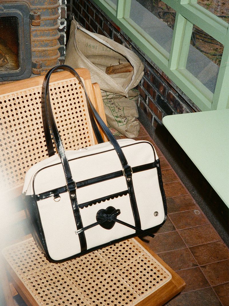Classic ribbon school bag_canvas black