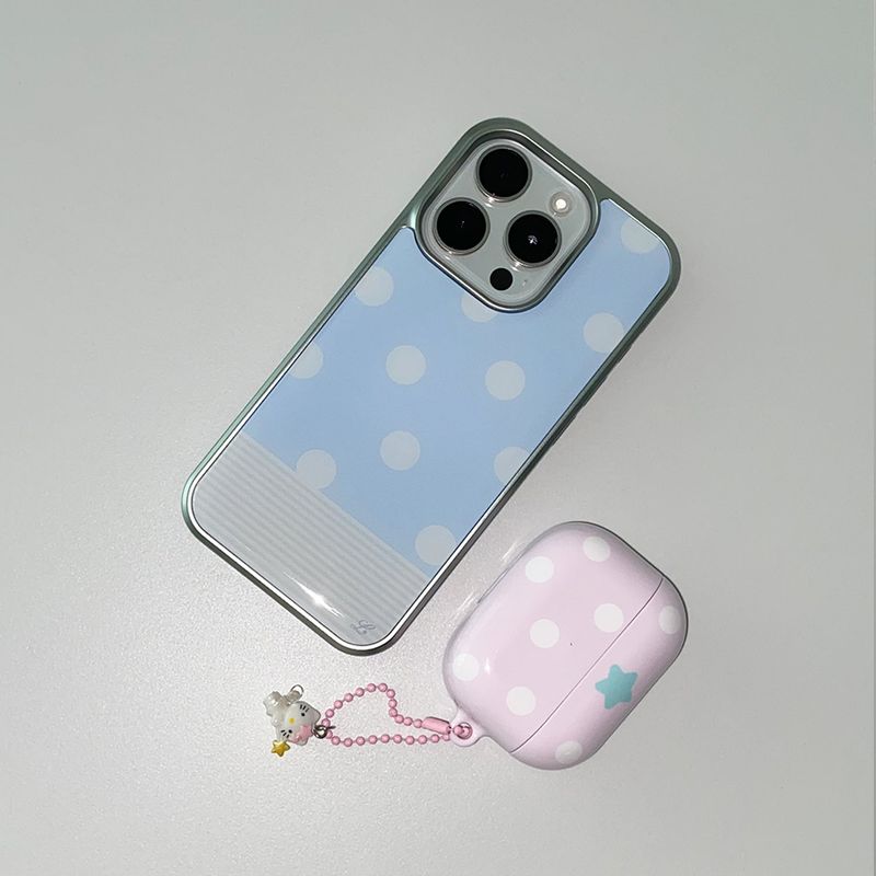 [MADE] BERRY DOT PHONE CASE BLUE (epoxy silver bumper)