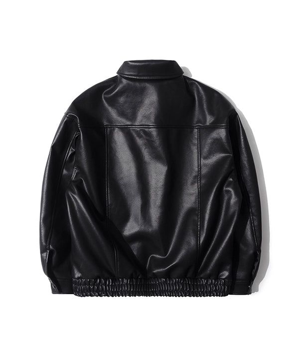 RG Synthetic Leather Pocket Jacket (Black)