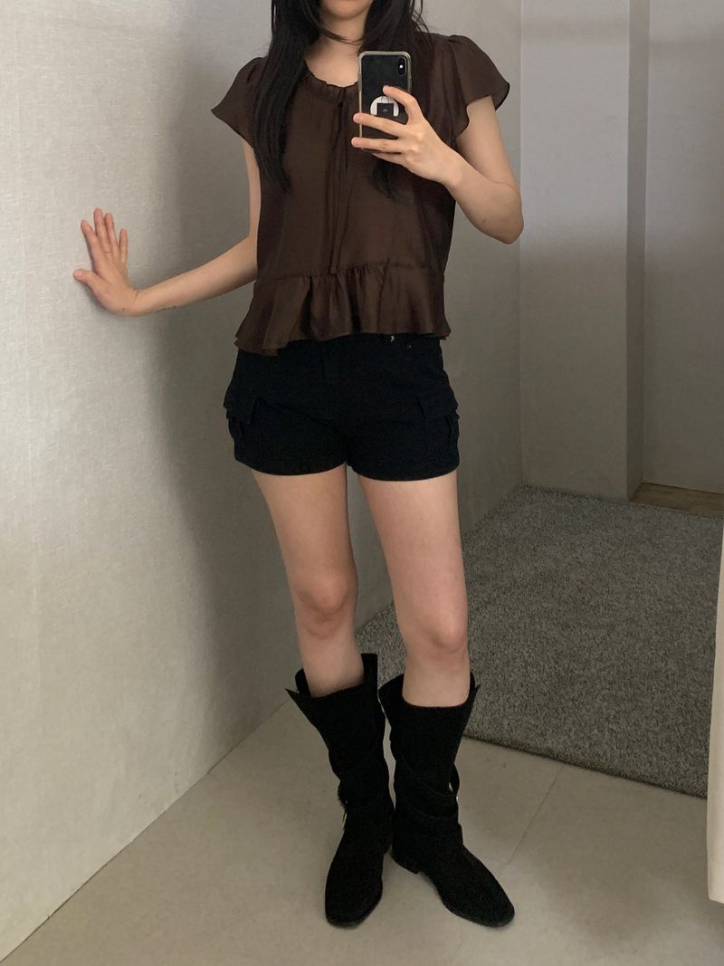 Becca Frill Short Sleeve Blouse