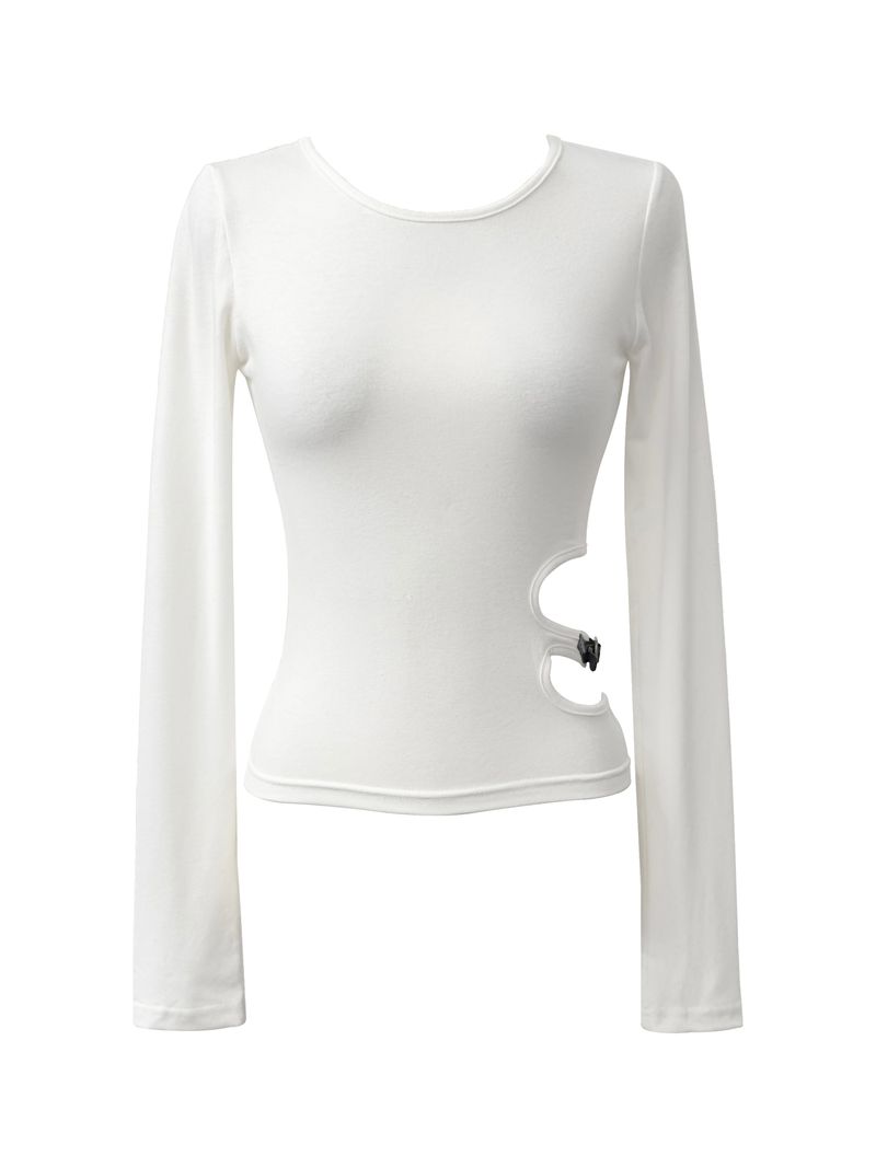 slim buckle hole slit T (2color)