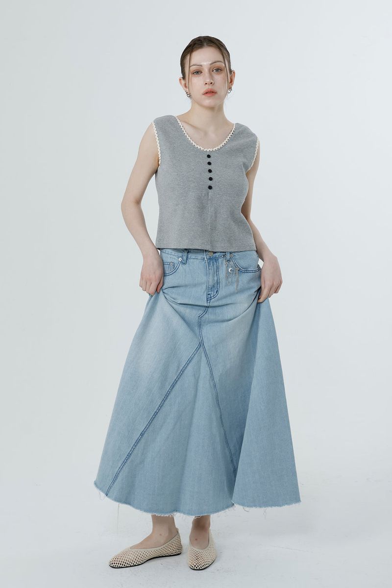 WAFFLE SLEEVELESS_MELANGE GRAY
