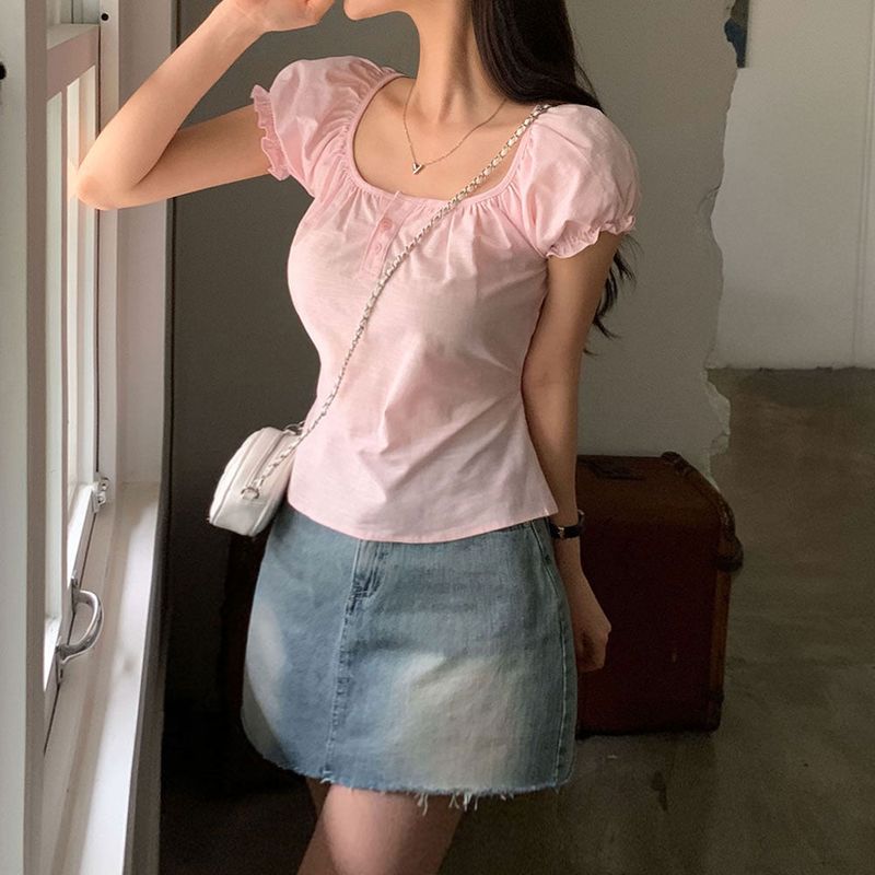 [MADE] Brie, short-sleeved balloon puff blouse