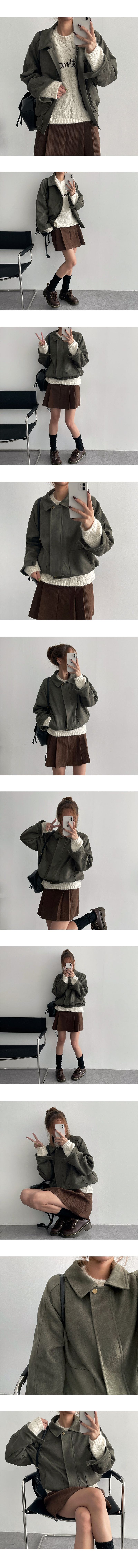Hana Slit Collar Suede Jumper