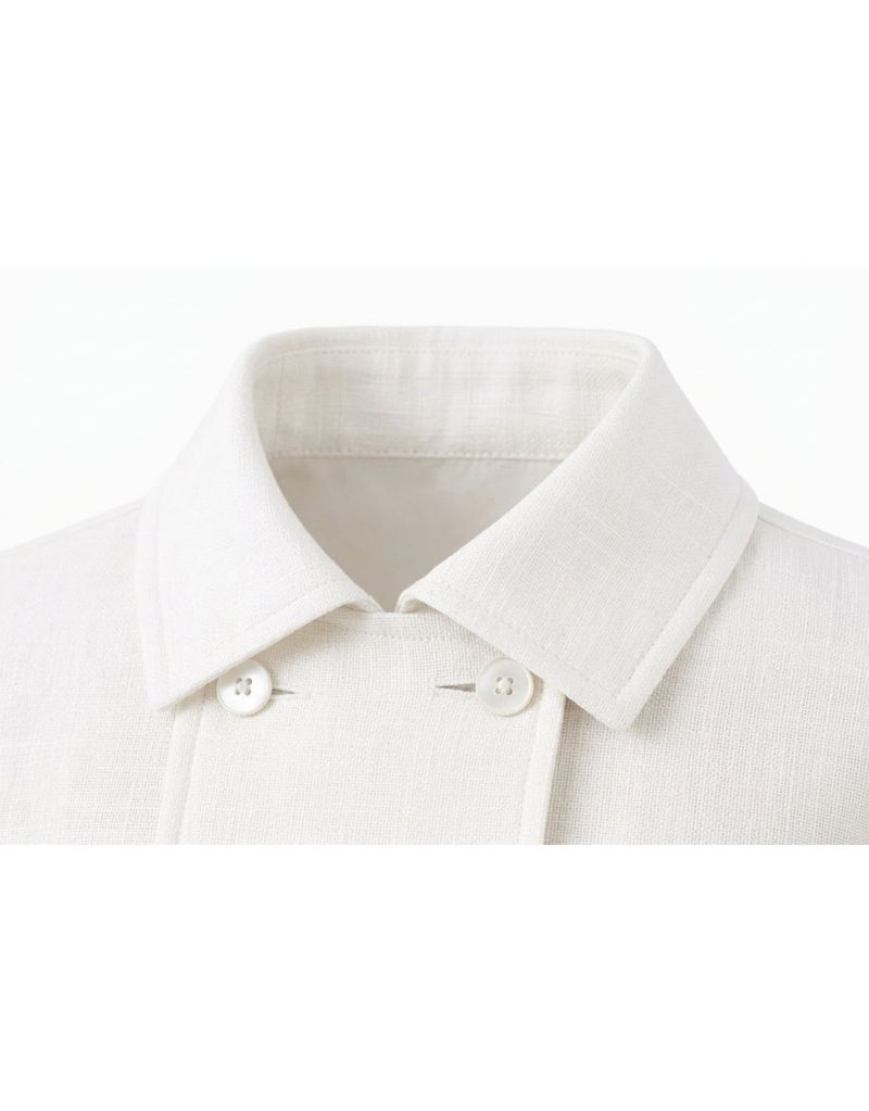 Airi Linen Summer Double Button Cape Crop Jacket White